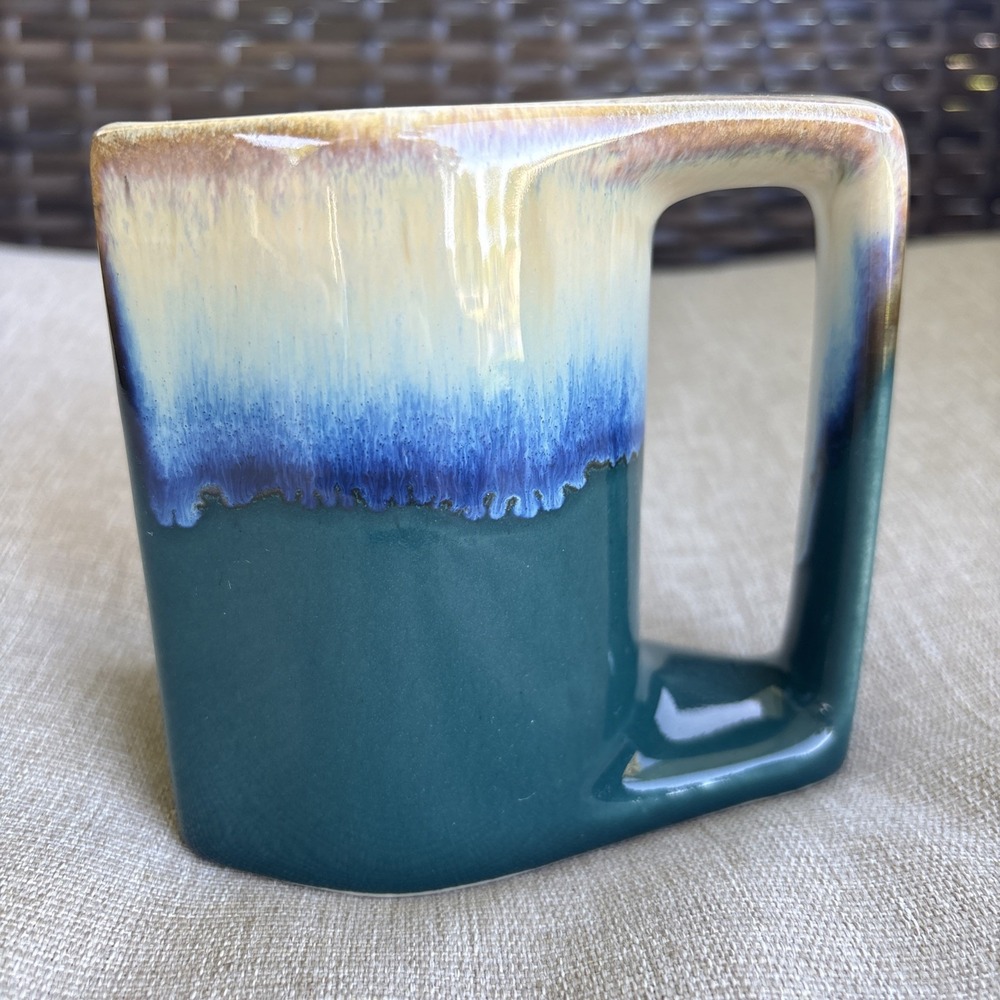 Padilla Signed Drip Glazed Stacking Cup/Mug Teal Blue Replacement Block Handle